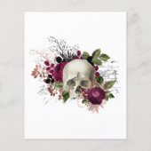Marsala Floral Skull Halloween Gothic Wedding Flyer (Hinten)
