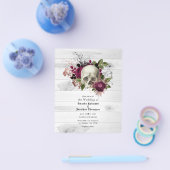 Marsala Floral Skull Halloween Gothic Wedding Flyer (Einzeln)