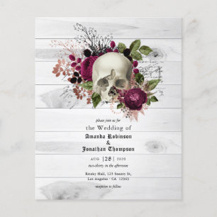 Marsala Floral Skull Halloween Gothic Wedding Flyer
