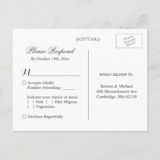 Marsala Floral String Lights Hochzeitsszenario RSV Einladungspostkarte (Rückseite)