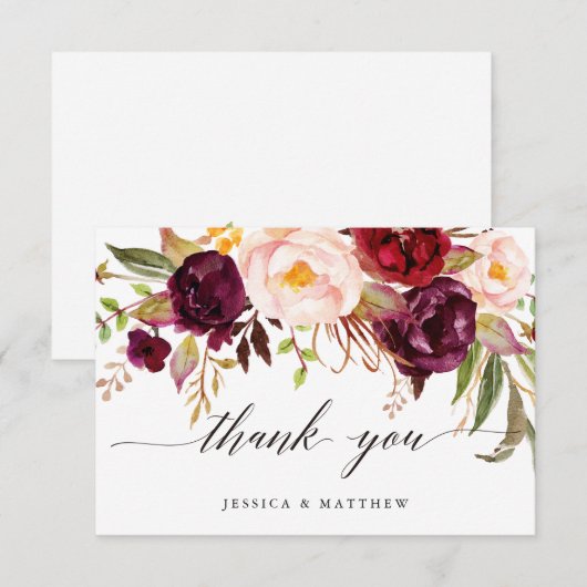 Marsala Floral Wedding Danke 2-seitig3 (Vorne/Hinten)