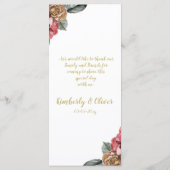 Marsala Floral Wedding Menü Menükarte (Rückseite)