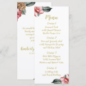 Marsala Floral Wedding Menü Menükarte (Vorne/Hinten)