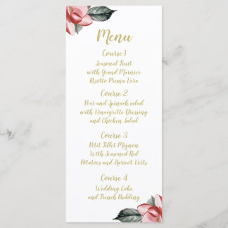 Marsala Floral Wedding Menü Menükarte