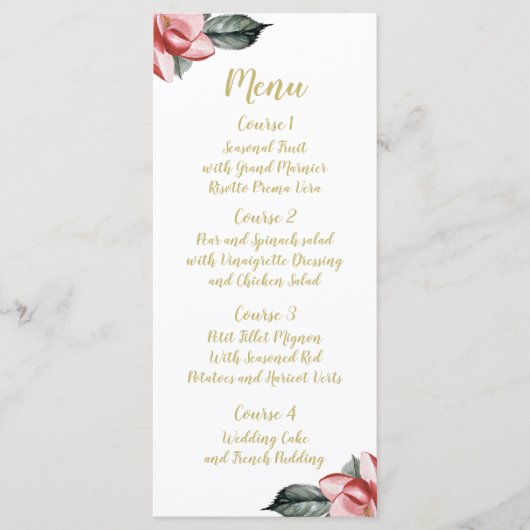 Marsala Floral Wedding Menü Menükarte (Vorderseite)