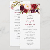Marsala Floral Wedding Program, 4163 Programm (Vorne/Hinten)