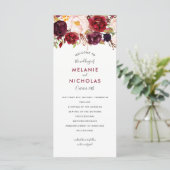 Marsala Floral Wedding Program, 4163 Programm (Stehend Vorderseite)