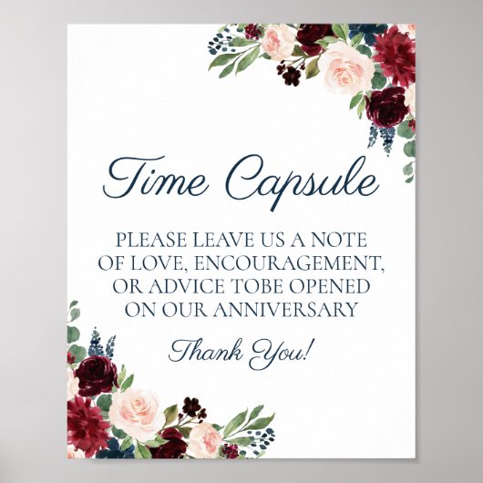 Marsala Floral Wedding Time Kapselunterschrift Poster (Vorne)