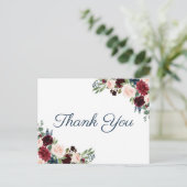 Marsala Floral Wedding Vielen Dank Postkarten (Stehend Vorderseite)