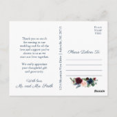 Marsala Floral Wedding Vielen Dank Postkarten (Rückseite)