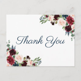 Marsala Floral Wedding Vielen Dank Postkarten