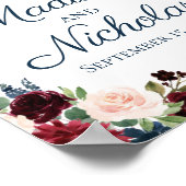 Marsala Floral Wedding Welcome Sign Poster (Ecke)