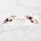 Marsala Floral Wedding Welcome Water Flasche Label Wasserflaschenetikett (Einzelnes Label)