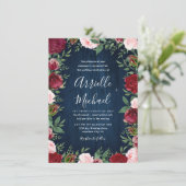 Marsala Floral Winter Rustikale Hochzeitseinladung Einladung (Stehend Vorderseite)