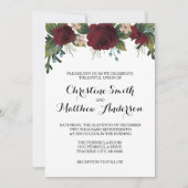 Marsala Floral Winter Wedding Einladung (Vorderseite)