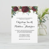 Marsala Floral Winter Wedding Einladung (Stehend Vorderseite)
