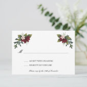 Marsala Floral Winter Wedding RSVP Card Einladung (Stehend Vorderseite)