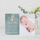 Marsala florale Taufe Ozean danke Karte (Stehend Vorderseite)