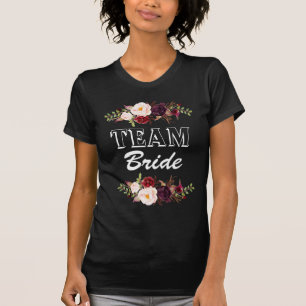 Marsala Flowers Team Braut T-Shirt