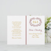 Marsala Foliage Kranz Rahmen Hochzeitsprogramm (Stehend Vorderseite)