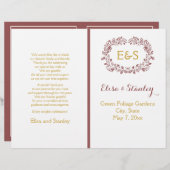 Marsala Foliage Kranz Rahmen Hochzeitsprogramm (Vorne/Hinten)