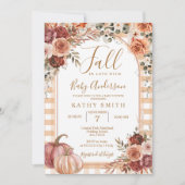 Marsala Gingham Pumpkin Fall In Liebe Baby Dusche Einladung (Vorderseite)