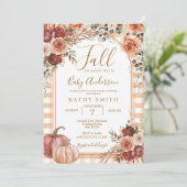 Marsala Gingham Pumpkin Fall In Liebe Baby Dusche Einladung (Stehend Vorderseite)