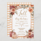 Marsala Gingham Pumpkin Fall In Liebe Baby Dusche Einladung (Vorne/Hinten)