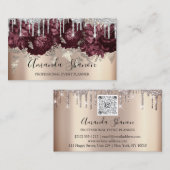 Marsala Glitzer Tropfens Logo-Event-Planner RoseGo Visitenkarte (Vorne/Hinten)