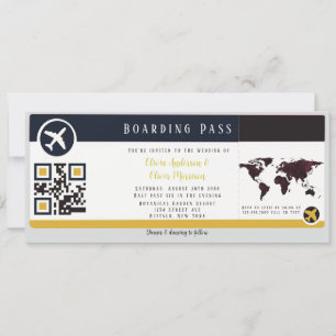 Marsala Gold Boarding Pass Einladung Hochzeit