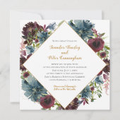 Marsala Gold Floral | Square Wedding Einladung (Vorderseite)