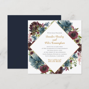 Marsala Gold Floral   Square Wedding Einladung
