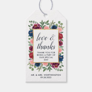 Marsala-Gold-Gastgeschenk Hochzeit von Burgund Blu Geschenkanhänger