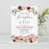 Marsala Gold Glitzer Herbst 1. Geburtstag Einladun Einladung (Stehend Vorderseite)