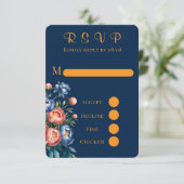 Marsala Gold Painted Peony Wedding RSVP Cards (Stehend Vorderseite)