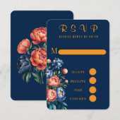 Marsala Gold Painted Peony Wedding RSVP Cards Karte (Vorne/Hinten)