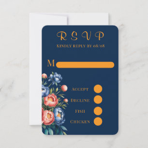 Marsala Gold Painted Peony Wedding RSVP Cards Karte