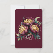 Marsala Gold Painted Peony Wedding RSVP Cards Karte (Rückseite)