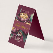 Marsala Gold Peony Wedding Rings Tischnummer (Vorderseite)