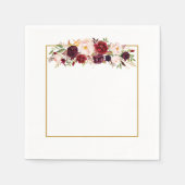 Marsala Gold Square Blume Monogram Wedding Napkin Serviette (Vorderseite)