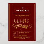 Marsala & Gold Wide Logo Grand Opening Folieneinladung (Vorderseite)