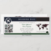 Marsala Green Boarding Pass Wedding Einladung (Vorne/Hinten)