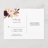 Marsala Greenery Floral wedding rsvp Buffet 4163 Einladungspostkarte (Rückseite)