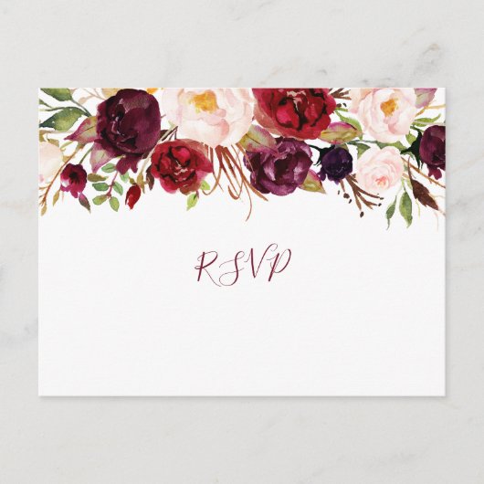 Marsala Greenery Floral wedding rsvp Buffet 4163 Einladungspostkarte (Vorderseite)