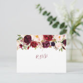 Marsala Greenery Floral wedding rsvp Buffet 4163 Einladungspostkarte (Stehend Vorderseite)