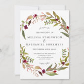 Marsala Greenery Wreath Wedding Einladung (Vorderseite)