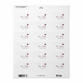 Marsala Heart Wedding Address Label Adressaufkleber (Vorne)