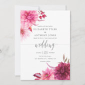 Marsala - Hochzeit im Herbst Burgund und Blüten He Einladung (Vorderseite)