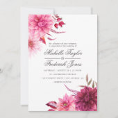 Marsala - Hochzeit im Herbst Burgund und Blüten He Einladung (Vorderseite)