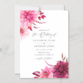 Marsala - Hochzeit im Herbst Burgund und Rosa Herb Magneteinladung (Vorderseite)